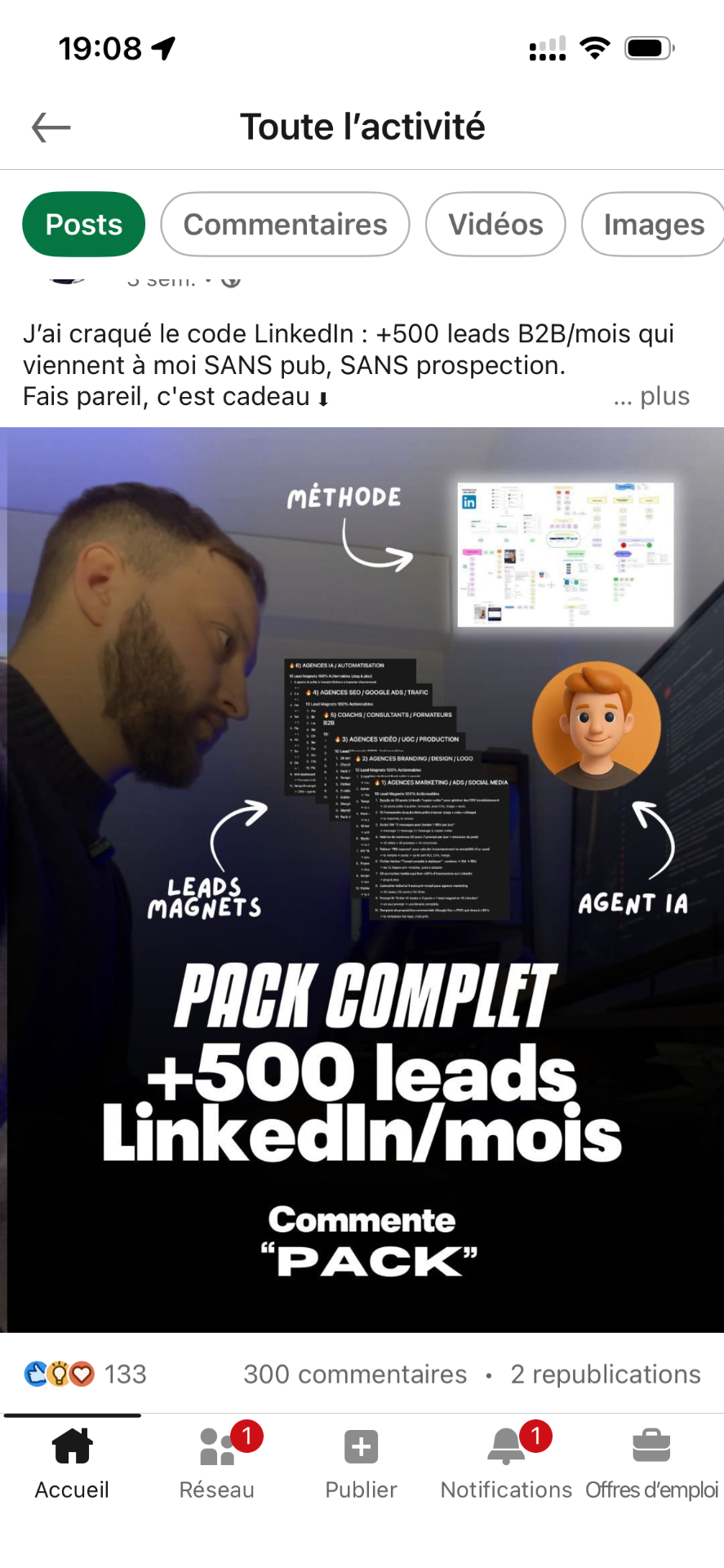 Post LinkedIn +500 leads